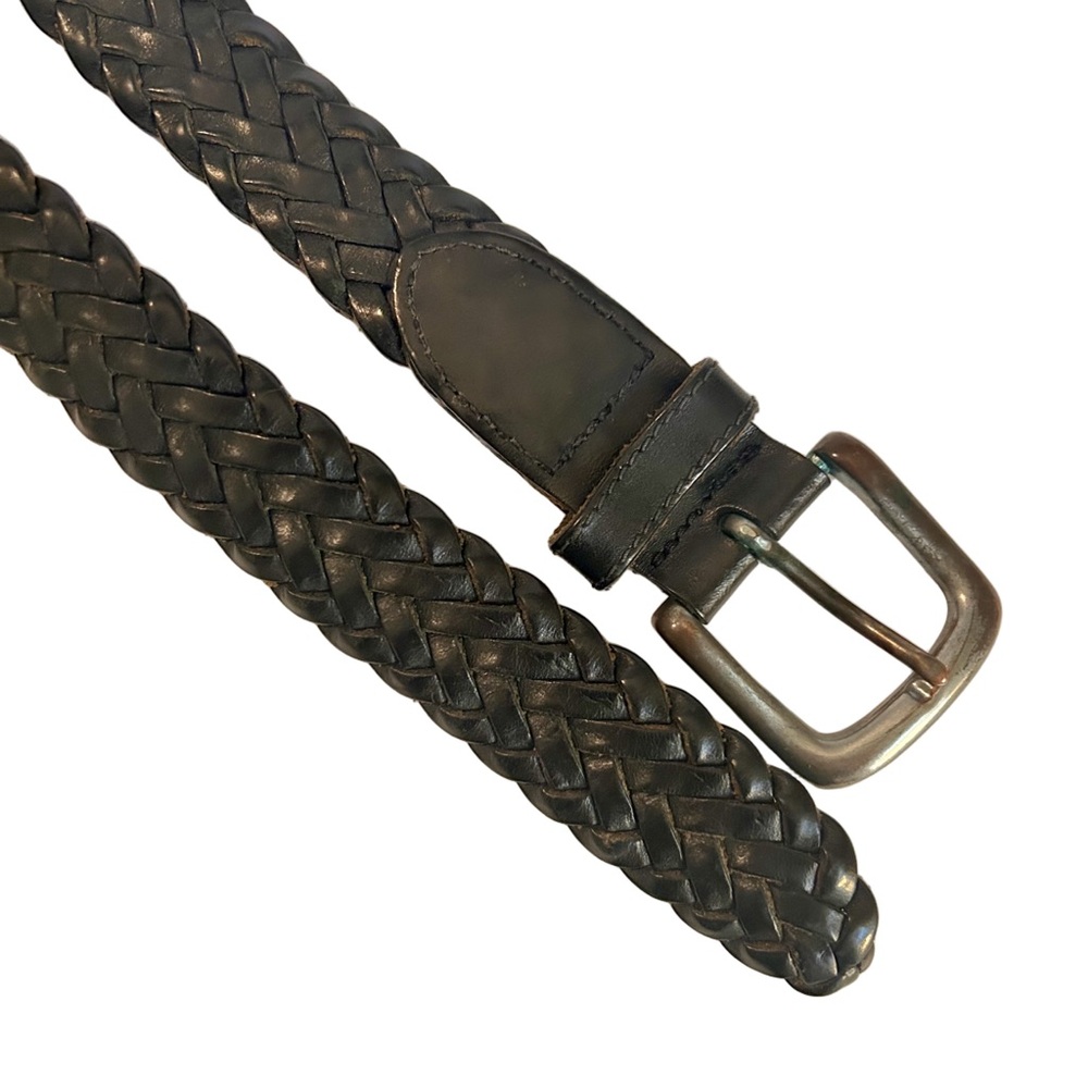 GAP Men’s Braided Genuine Leather Black Belt Size 38